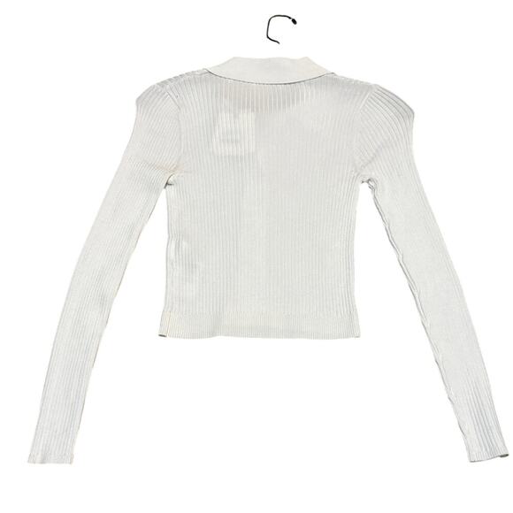 Sandro Olympe Collared Cardigan Sweater in Blanc Size 1 US Small New with tags - Picture 2 of 4